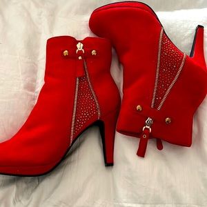 Red Booties w gold accent on the side